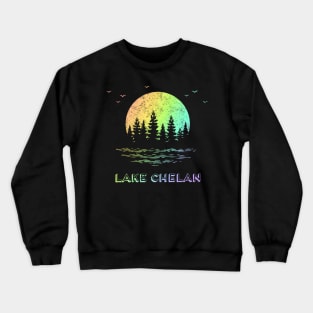 Lake Chelan Washington Outdoor Family Vacation Rainbow Crewneck Sweatshirt